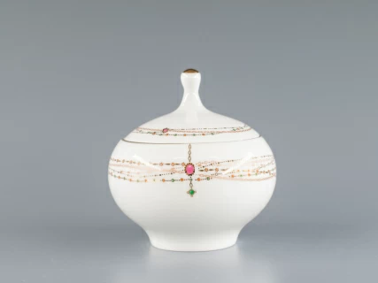 Сахарница форма Яблочко, рисунок Золотой медальон 250 мл арт. 80.65392.00.1,  Сахарница форма Яблочко, рисунок Золотой медальон 250 мл арт. 80.65392.00.1,