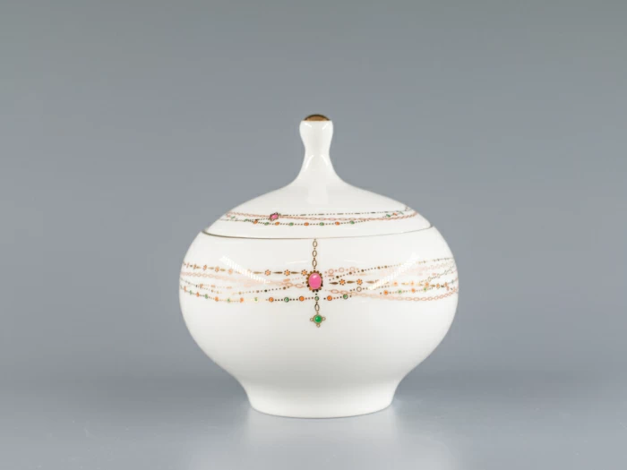 Сахарница форма Яблочко, рисунок Золотой медальон 250 мл арт. 80.65392.00.1,  Сахарница форма Яблочко, рисунок Золотой медальон 250 мл арт. 80.65392.00.1,