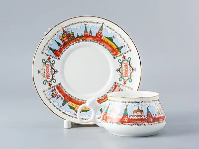 Чашка с блюдцем кофейная 180 мл форма Билибина рисунок Московский Кремль арт. 81.15932.00.1