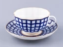 Чашка с блюдцем чайная 250 мл форма Тюльпан рисунок Кобальтовая клетка арт. 81.14860.00.1, 