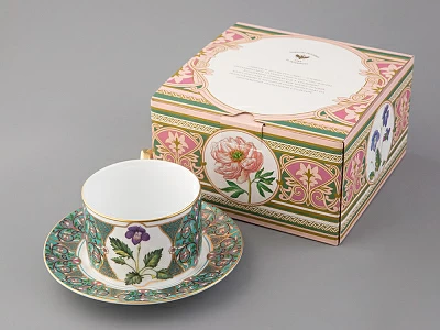 Чашка с блюдцем 250 мл в подарочной упаковке форма Соло, рисунок, Фиалка надрезанная, арт. 81.32656.00.1 Чашка с блюдцем 250 мл в подарочной упаковке форма Соло, рисунок, Фиалка надрезанная, арт. 81.32656.00.1