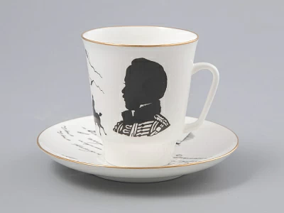 Чашка с блюдцем 165 мл форма Майская рисунок Русские писатели Лермонтов, арт. 81.31746.00.1 Чашка с блюдцем 165 мл форма Майская рисунок Русские писатели Лермонтов, арт. 81.31746.00.1