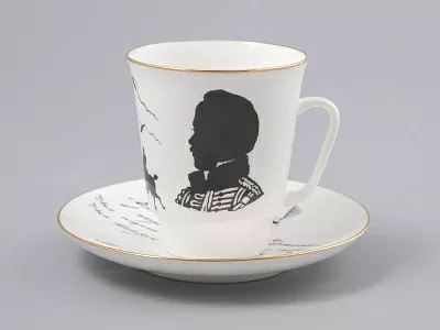 Чашка с блюдцем 165 мл форма Майская рисунок Русские писатели Лермонтов, арт. 81.31746.00.1