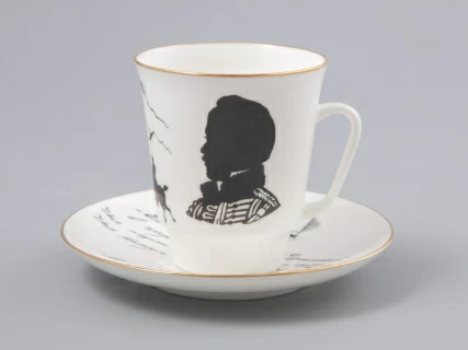 Чашка с блюдцем 165 мл форма Майская рисунок Русские писатели Лермонтов, арт. 81.31746.00.1, 