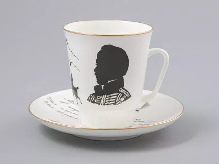 Чашка с блюдцем 165 мл форма Майская рисунок Русские писатели Лермонтов, арт. 81.31746.00.1