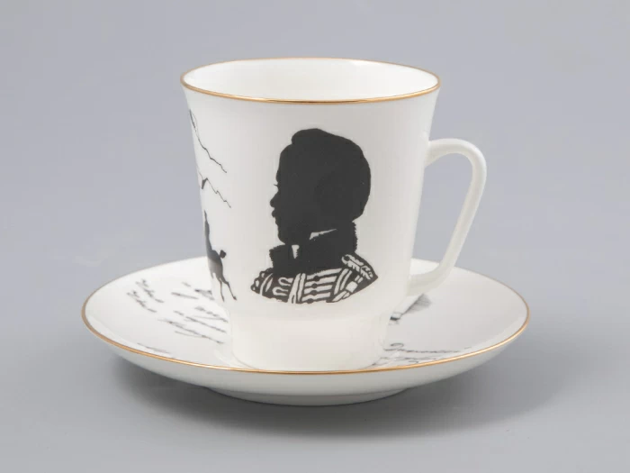 Чашка с блюдцем 165 мл форма Майская рисунок Русские писатели Лермонтов, арт. 81.31746.00.1, 