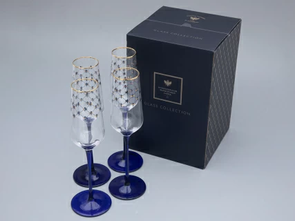 Набор (4 бокала для шампанского) 200 мл, Кобальтовая сетка арт. 14.11005.07, 