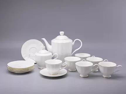 Сервиз чайный форма Нега рисунок Золотая лента, 6 персон 14 предметов, арт. 81.23019.00.1