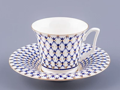 Чашка с блюдцем кофейная 145 мл форма Юлия рисунок Кобальтовая сетка арт. 81.20119.00.1
