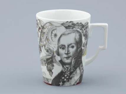 Бокал с блюдцем в подарочной упаковке, форма Гранд, рисунок Полководцы России Федор Ушаков, арт. 81.32433.00.1,  Бокал с блюдцем в подарочной упаковке, форма Гранд, рисунок Полководцы России Федор Ушаков, арт. 81.32433.00.1,