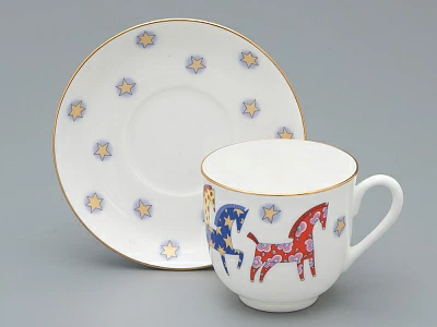 Чашка с блюдцем кофейная форма Ландыш рисунок Год лошади, арт. 81.33974.00.1
