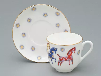 Чашка с блюдцем кофейная форма Ландыш рисунок Год лошади, арт. 81.33974.00.1