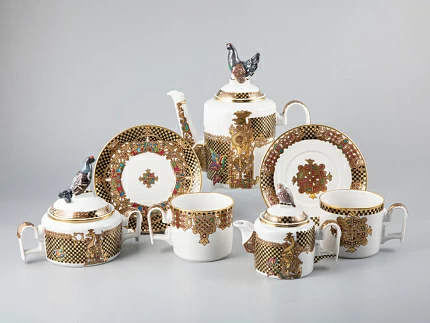 Сервиз чайный форма Охотничий рисунок Русский ренессанс 6 персон 15 предметов арт. 81.30403.00.1 Сервиз чайный форма Охотничий рисунок Русский ренессанс 6 персон 15 предметов арт. 81.30403.00.1