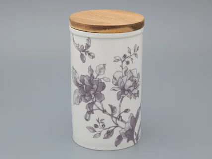 Банка с деревянной крышкой (высокая) форма Стандартная, рисунок Monplaisir Violet, в упаковке, арт 42.00061.00.1, 