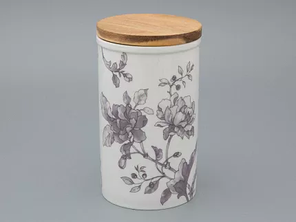 Банка с деревянной крышкой (высокая) форма Стандартная, рисунок Monplaisir Violet, в упаковке, арт 42.00061.00.1
