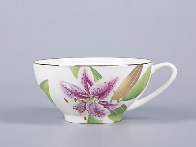 Чашка с блюдцем чайная 300мл, форма Купольная, рисунок Лилии, арт 81.29655.00.1
