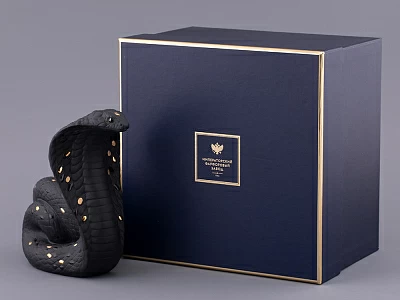 Скульптура форма Кобра, большой размер, в подарочной упаковке, рисунок Черное золото, арт. 81.32914.00.1