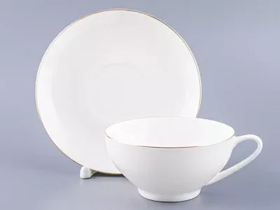 Чашка с блюдцем чайная 300 мл форма Купольная рисунок Золотая лента арт. 81.16430.00.1