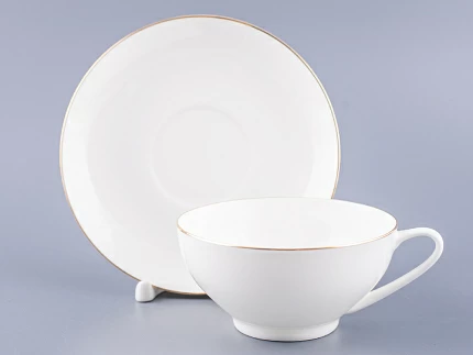 Чашка с блюдцем чайная 300 мл форма Купольная рисунок Золотая лента арт. 81.16430.00.1