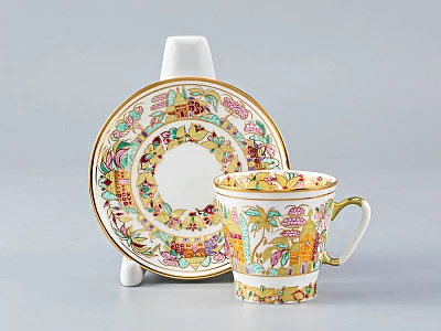 Чашка с блюдцем кофейная 80 мл Черный кофе Пейзажный фриз арт. 81.14683.00.1