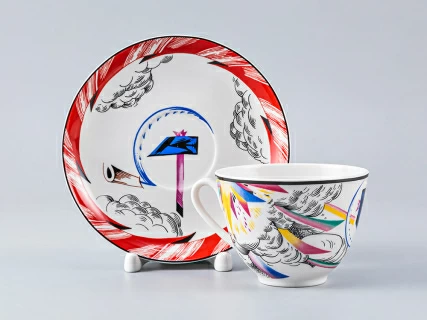 Чашка с блюдцем чайная форма Весенняя рисунок Красный флаг, арт. 81.27948.00.1, 