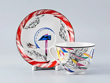 Чашка с блюдцем чайная форма Весенняя рисунок Красный флаг, арт. 81.27948.00.1