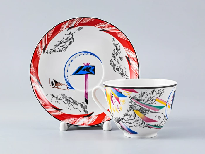 Чашка с блюдцем чайная форма Весенняя рисунок Красный флаг, арт. 81.27948.00.1, 