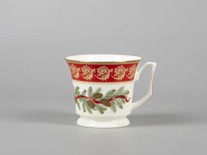 Чашка с блюдцем чайная 210 мл форма Юлия рисунок Рождественское чаепитие арт. 81.30682.00.1, 