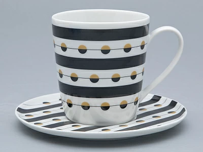 Чашка с блюдцем чайная форма Колокол рисунок Балтийский берег 3, арт. 81.31864.00.1