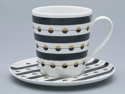 Чашка с блюдцем чайная форма Колокол рисунок Балтийский берег 3, арт. 81.31864.00.1, 