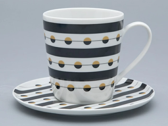 Чашка с блюдцем чайная форма Колокол рисунок Балтийский берег 3, арт. 81.31864.00.1, 