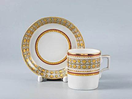 Чашка с блюдцем чайная форма Гербовая рисунок Бельведер по мотивам Бабигонского, арт. 81.27732.00.1 Чашка с блюдцем чайная форма Гербовая рисунок Бельведер по мотивам Бабигонского, арт. 81.27732.00.1