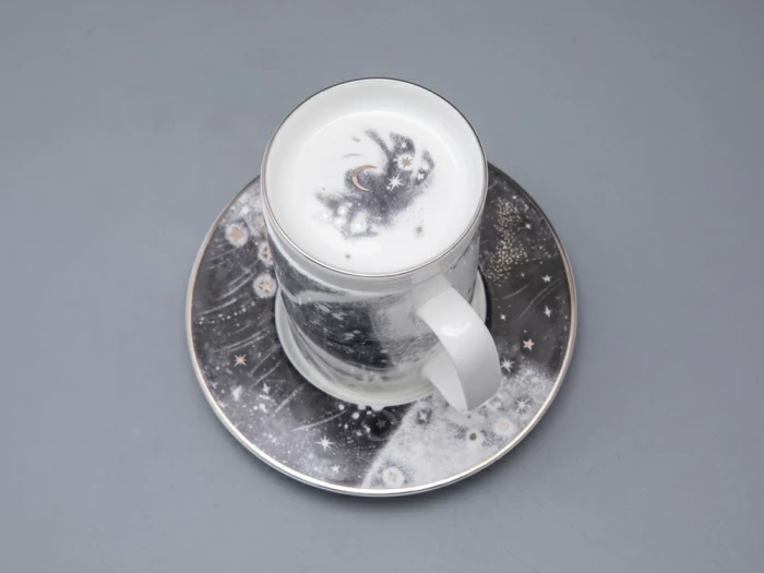 Бокал с блюдцем и крышкой 400 мл в подарочной упаковке, форма top рисунок Черный мустанг, арт 81.34276.00.1, 