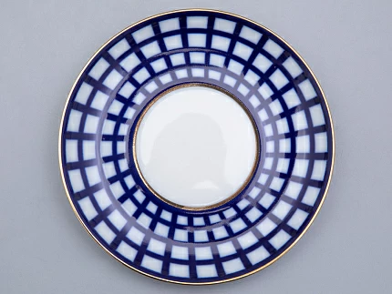 Бокал с блюдцем Ленинградский Кобальтовая клетка 360 мл арт. 81.17615.00.1