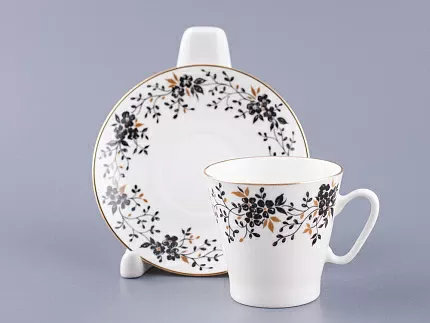 Чашка с блюдцем кофейная Черный кофе Тонкие веточки 80 мл арт. 81.13635.00.1