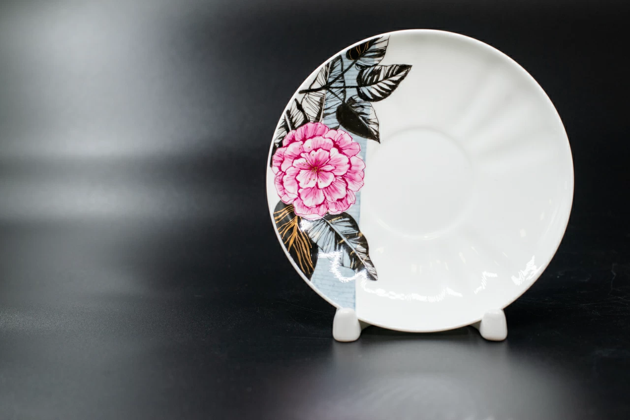 Чашка с блюдцем Серая Роза, на форме Гвоздика, арт 61.20990.00.1, 