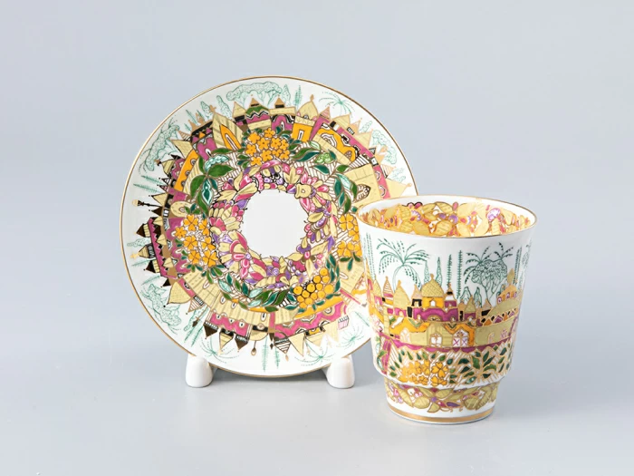 Чашка с блюдцем кофейная 165 мл.,  форма Майская, рисунок Весна золотая арт. 81.10383.00.1, 