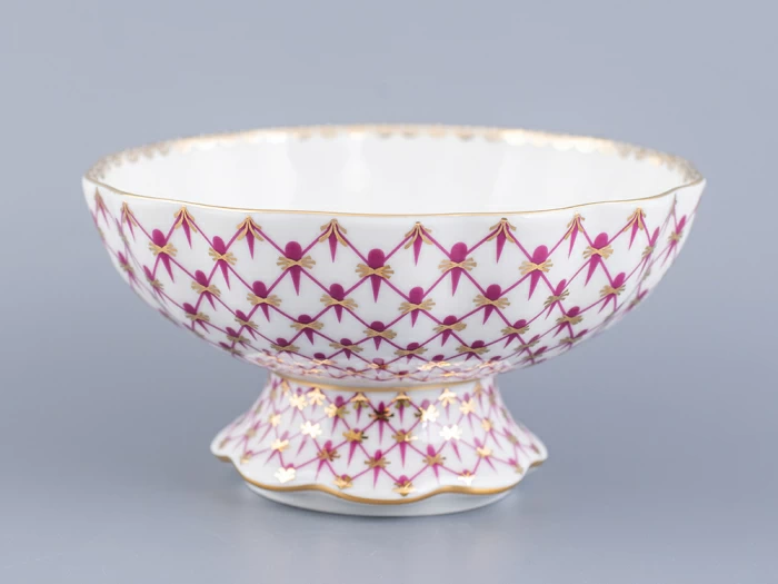 Ваза для конфет форма Тюльпан, рисунок Сетка-Блюз, арт 80.50209.00.1, 