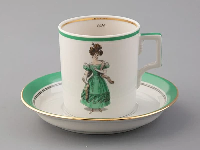 Чашка с блюдцем чайная 220 мл форма Гербовая рисунок Modes de Paris 1830 арт. 81.25415.00.1 Чашка с блюдцем чайная 220 мл форма Гербовая рисунок Modes de Paris 1830 арт. 81.25415.00.1