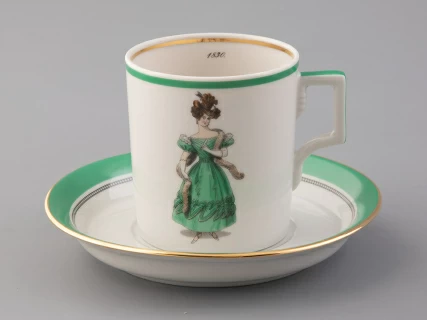 Чашка с блюдцем чайная 220 мл форма Гербовая рисунок Modes de Paris 1830 арт. 81.25415.00.1, 