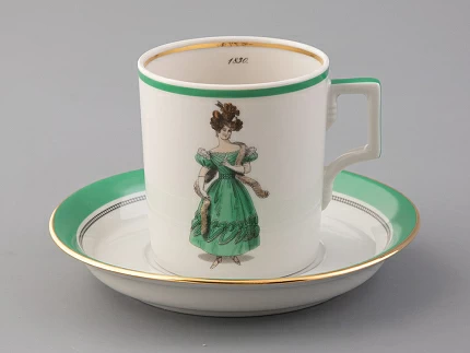 Чашка с блюдцем чайная 220 мл форма Гербовая рисунок Modes de Paris 1830 арт. 81.25415.00.1