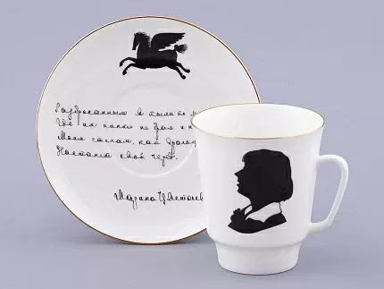 Чашка с блюдцем 165 мл форма Майская, рисунок Русские писатели Цветаева, арт. 81.32766.00.1