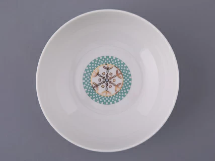 Салатник 160 мм, форма Утро, рисунок Морозный январь зеленая, арт. 80.48359.00.1, 