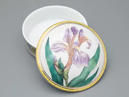 Туалетная коробочка в подарочной упаковке, форма Круглая, рисунок Нежный ирис, арт 81.33189.00.1