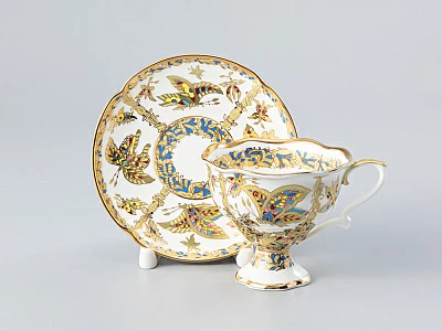 Чашка с блюдцем кофейная 120 мл форма Наташа рисунок Фантастические бабочки арт. 81.21178.00.1