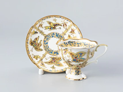 Чашка с блюдцем кофейная 120 мл.,  форма Наташа,  рисунок Фантастические бабочки арт. 81.21178.00.1, 