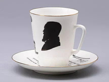 Чашка с блюдцем 165 мл форма Майская рисунок Русские писатели Достоевский, арт. 81.31158.00.1