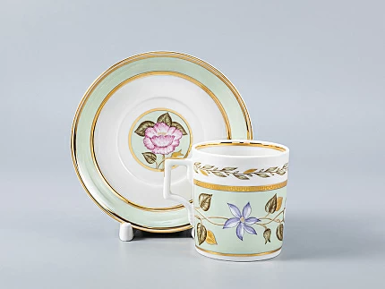 Чашка с блюдцем чайная 220 мл форма Гербовая рисунок Нефритовый фон 1 арт. 81.20825.00.1 Чашка с блюдцем чайная 220 мл форма Гербовая рисунок Нефритовый фон 1 арт. 81.20825.00.1