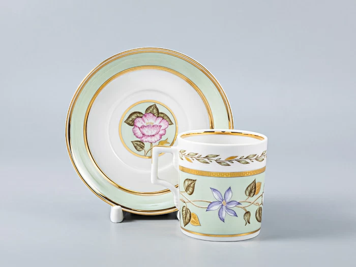 Чашка с блюдцем чайная 220 мл форма Гербовая рисунок Нефритовый фон 1 арт. 81.20825.00.1,  Чашка с блюдцем чайная 220 мл форма Гербовая рисунок Нефритовый фон 1 арт. 81.20825.00.1,