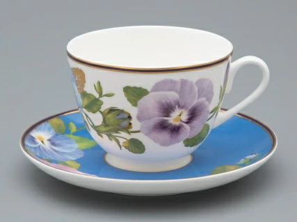 Чашка с блюдцем чайная форма Весенняя 2 рисунок Виола 2, арт. 81.34139.00.1, 